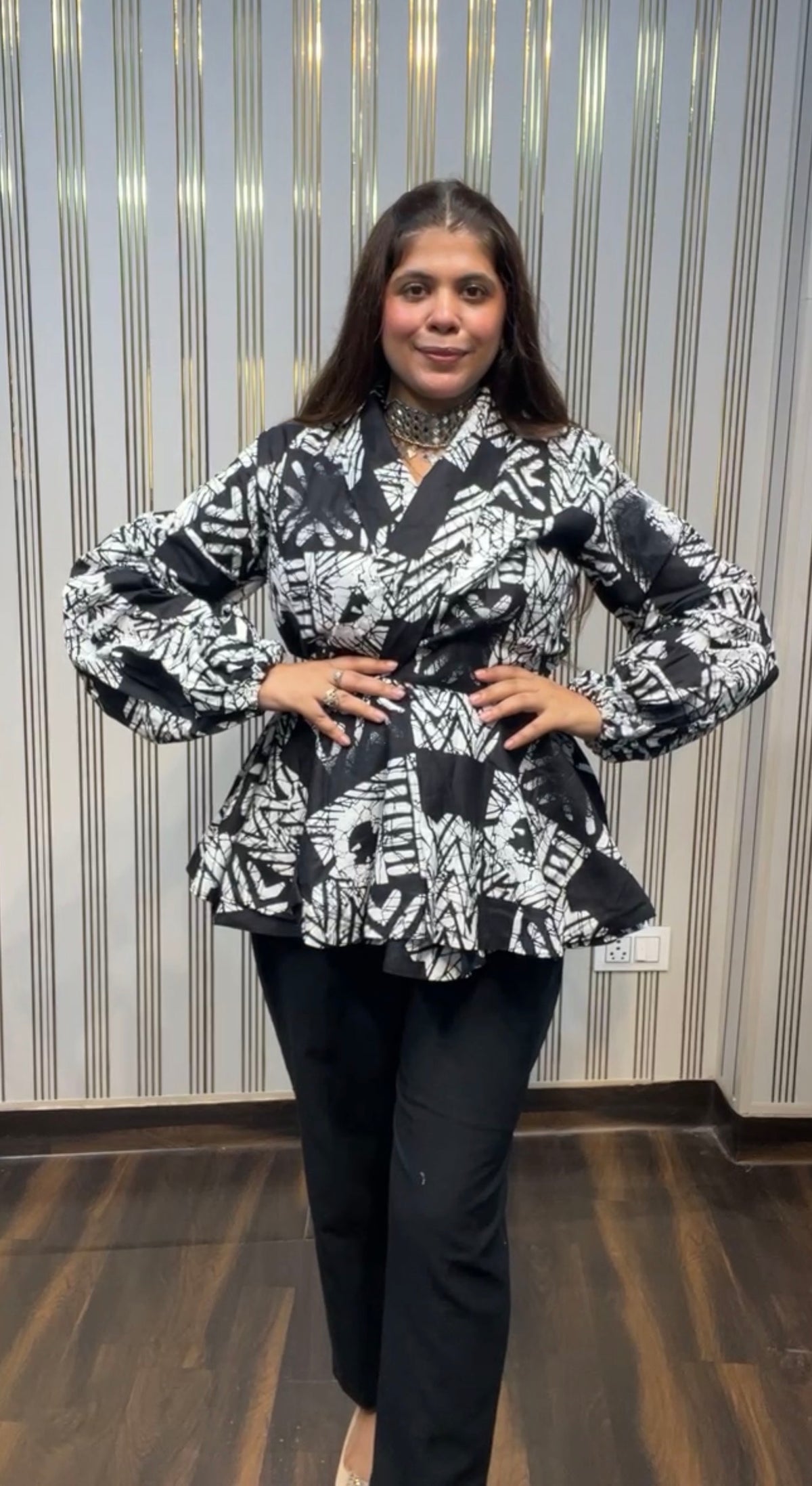 Size M - L , Black and White Ankara Top By Houseoffizzi