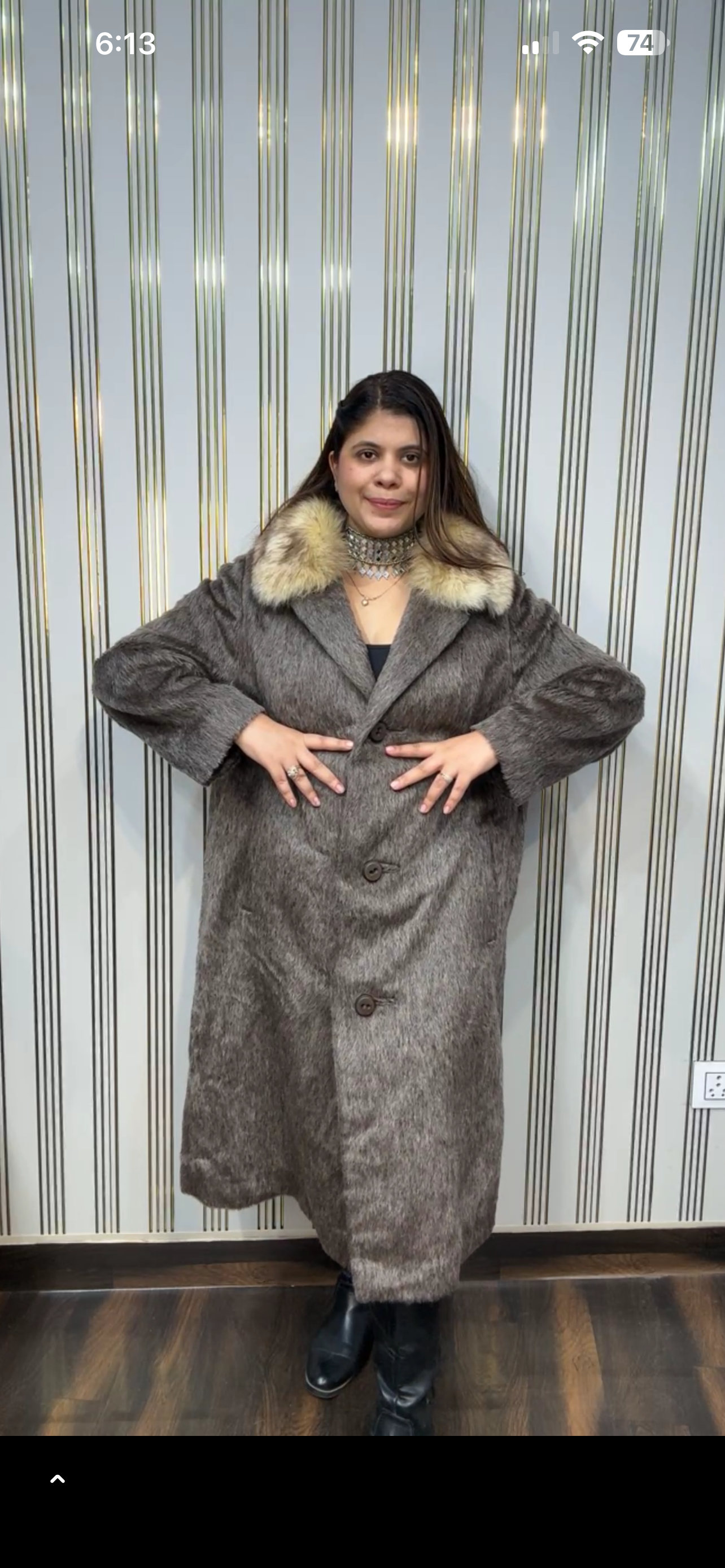 Velvet Collar Winter Furry  Coat