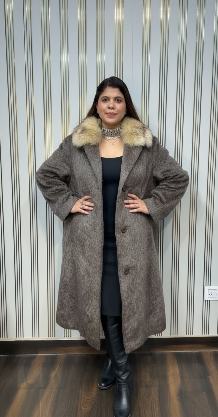 Velvet Collar Winter Furry  Coat