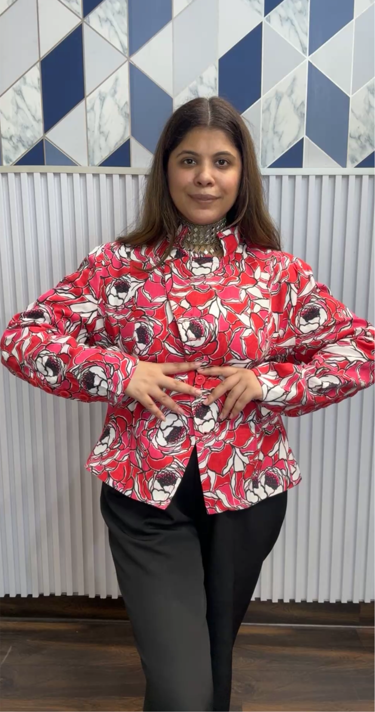 Red Flower Blouse Shirt