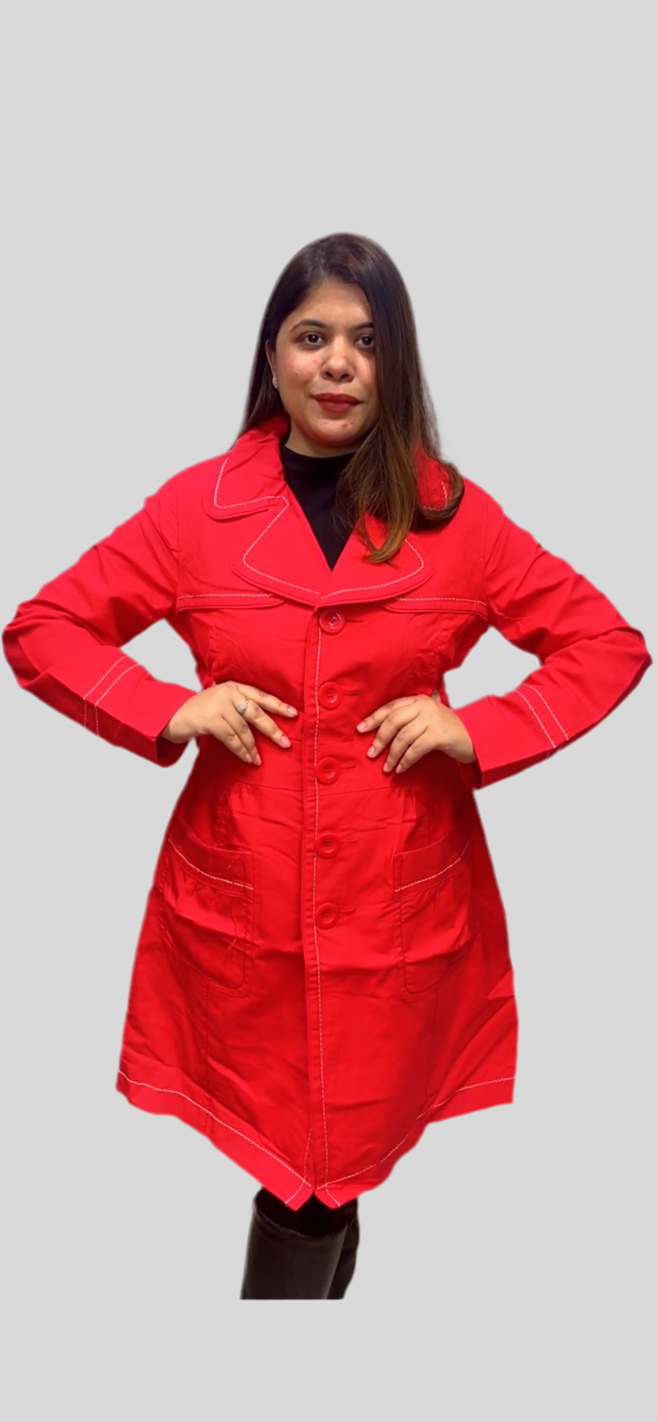 Women Red Trench Coat