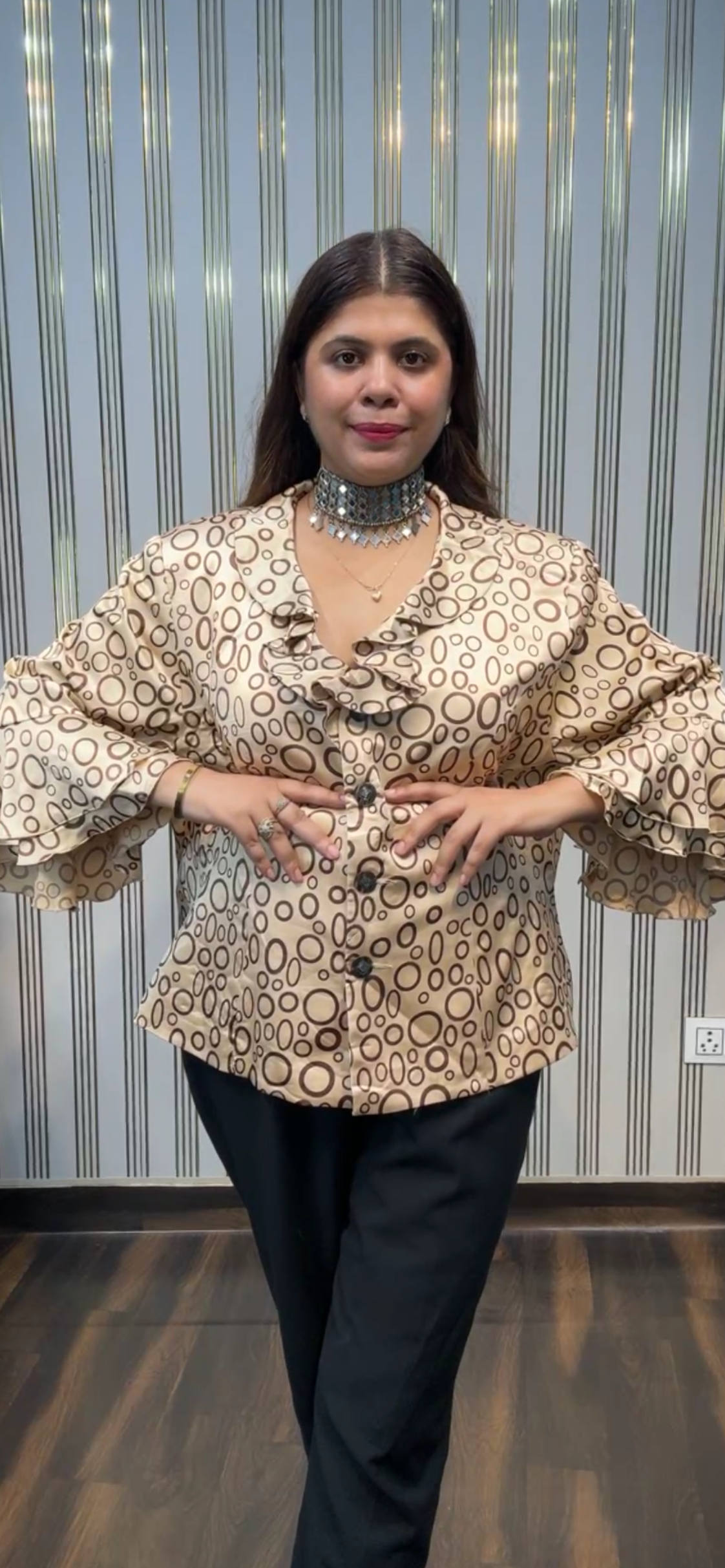 Satin Button Top