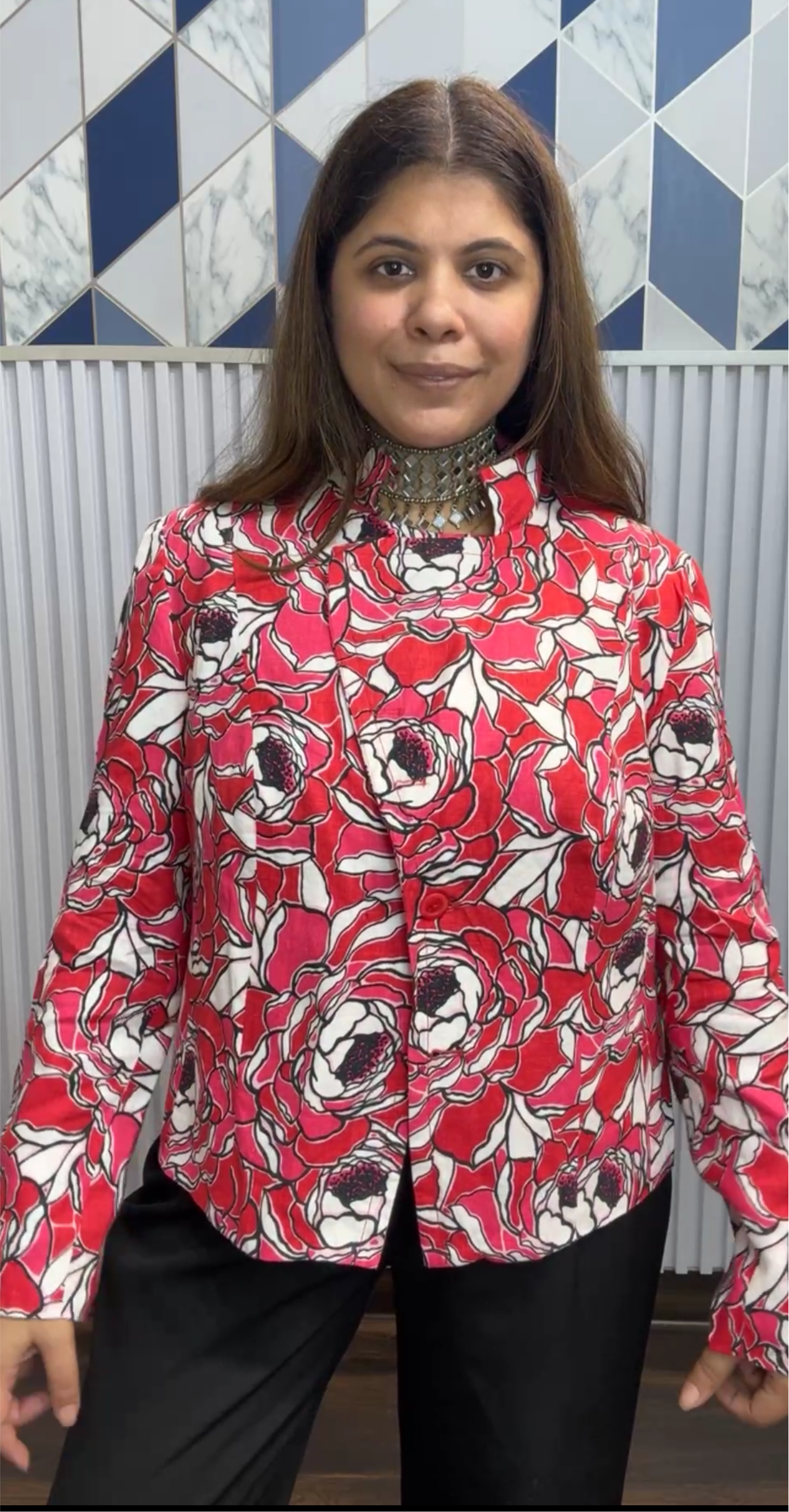 Red Flower Blouse Shirt