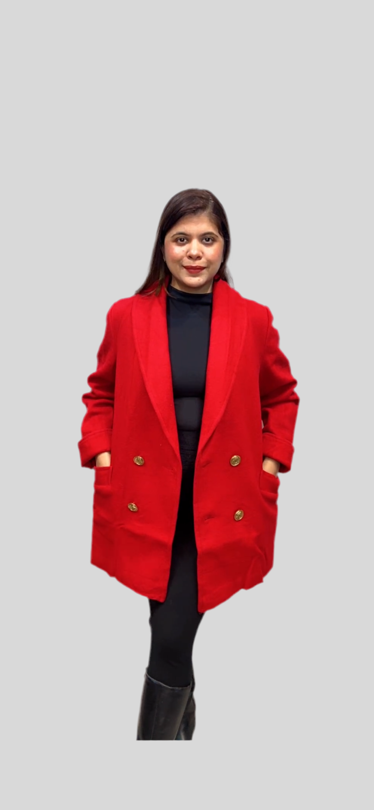 Winter Wool Double Breasted Red-Coat