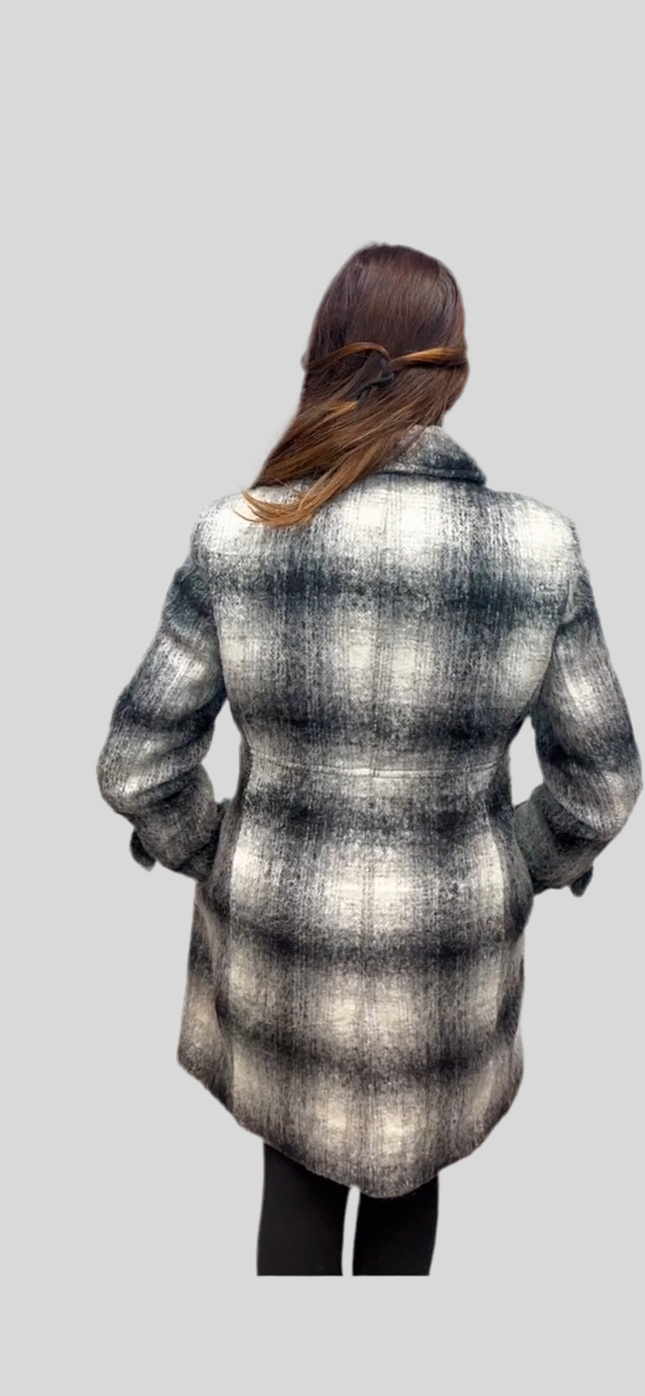 Winter Wool Double Breasted Checked Coat