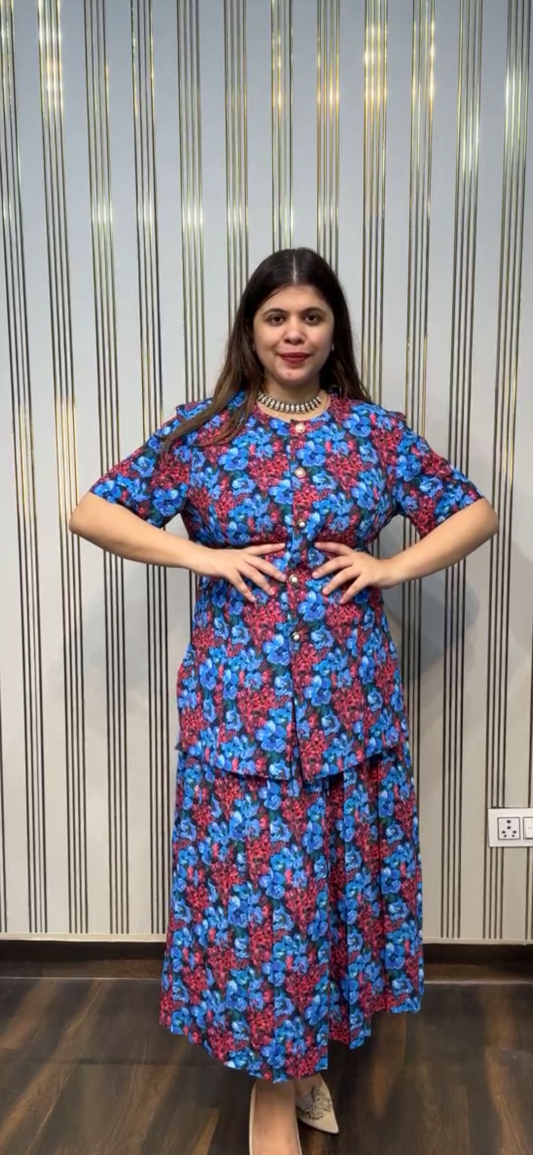 Floral Blouse with skirt attached dress