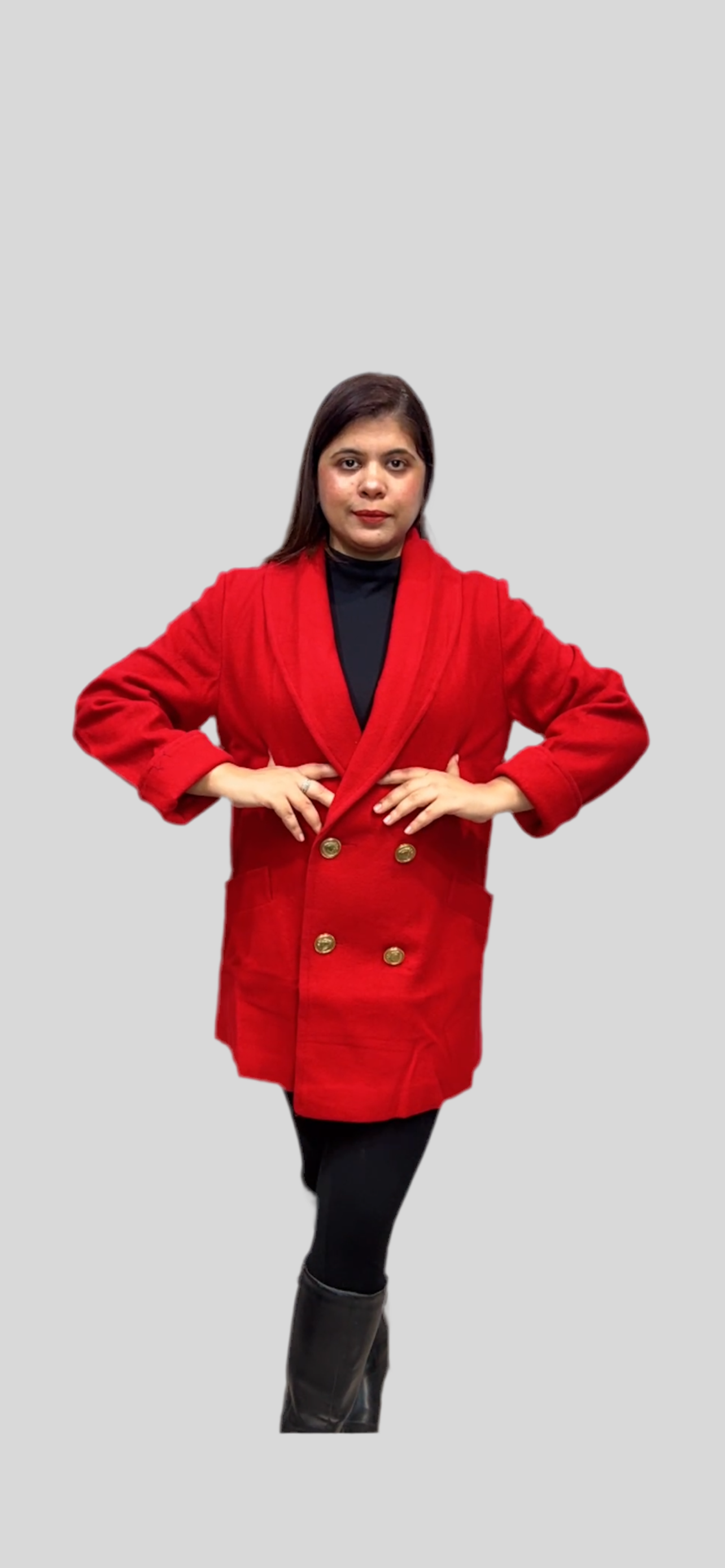 Winter Wool Double Breasted Red-Coat