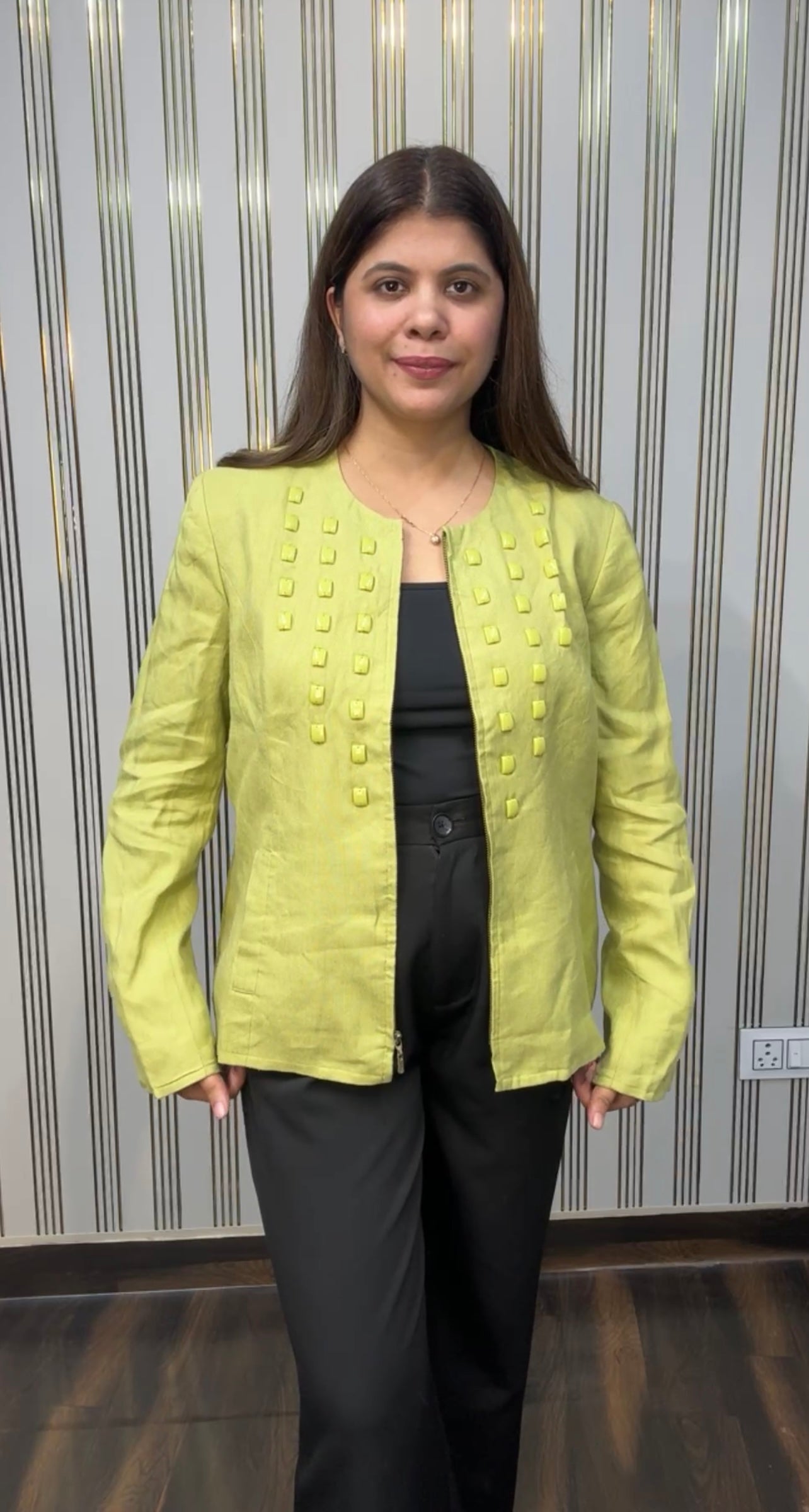 Linen Zipper Blazer