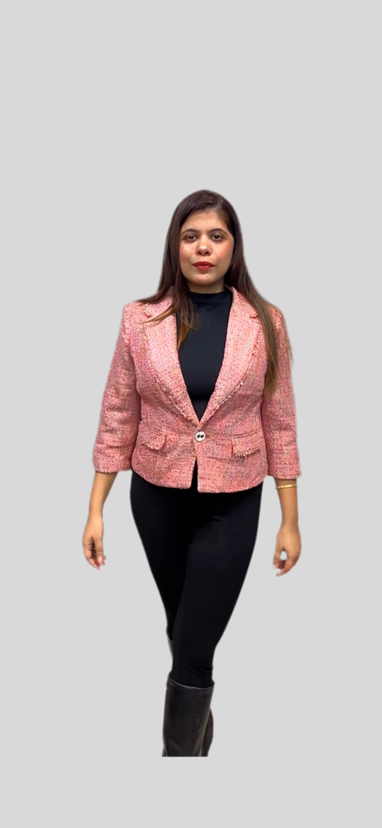 Winter Wool Tweed Pink Blazer