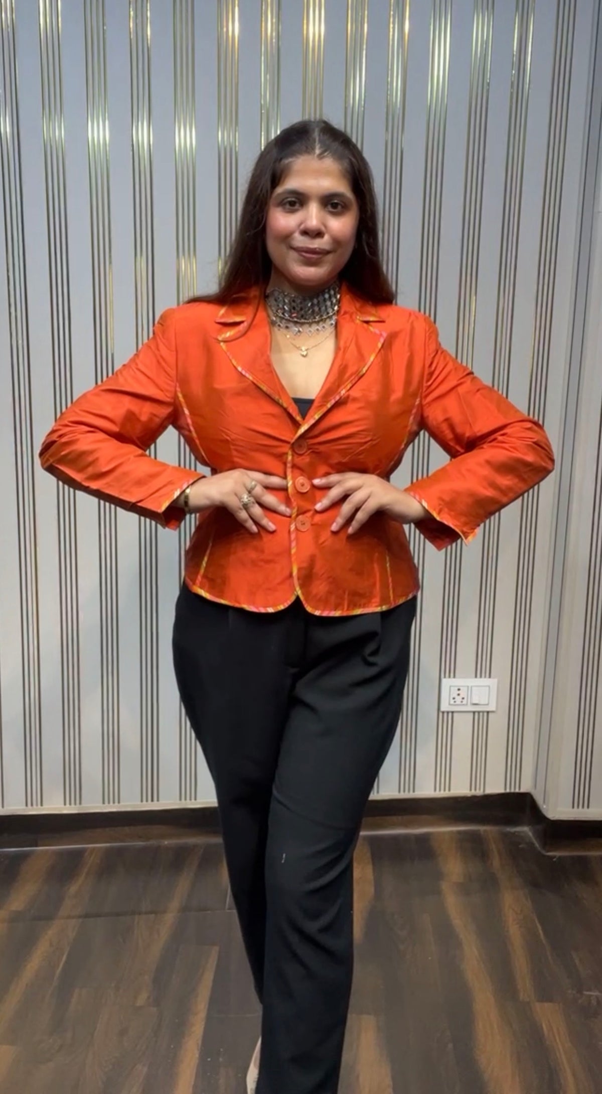 Size XS - S Burnt Orange Silk Blazer