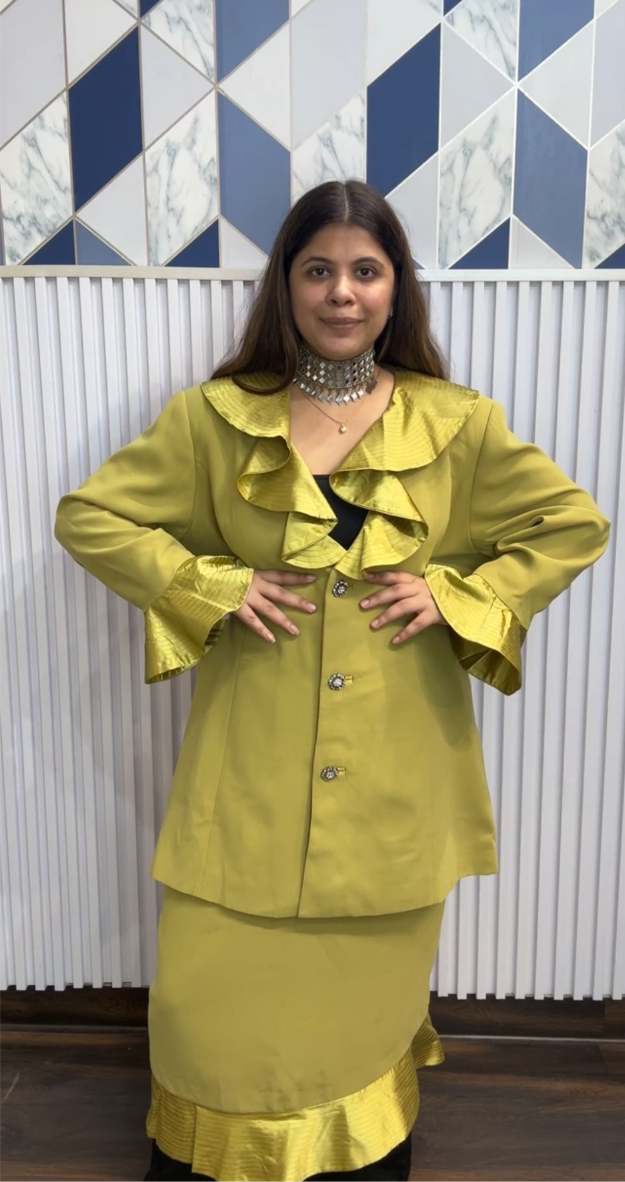 Summer Green blazer skirt Coordset