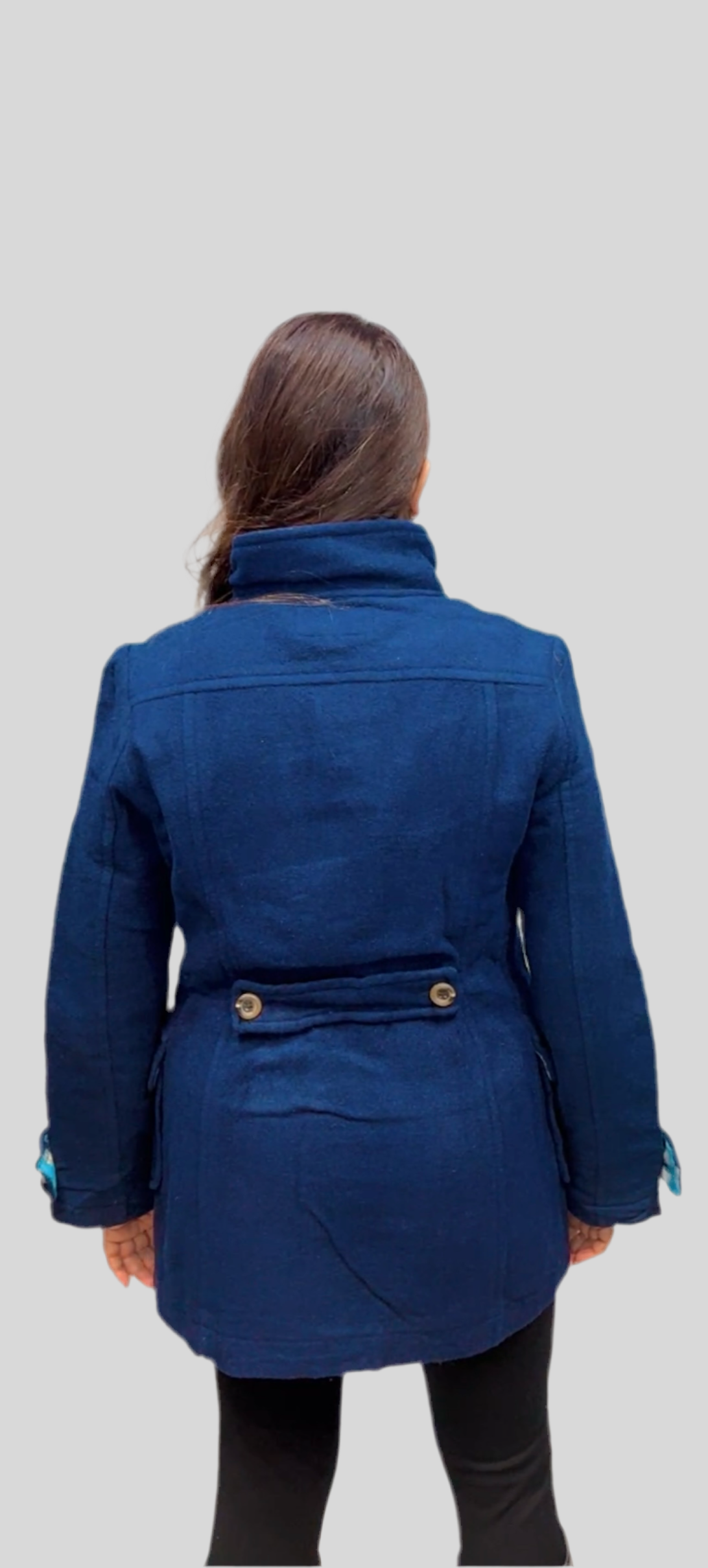 Winter Wool Blend Navy Blue Coat