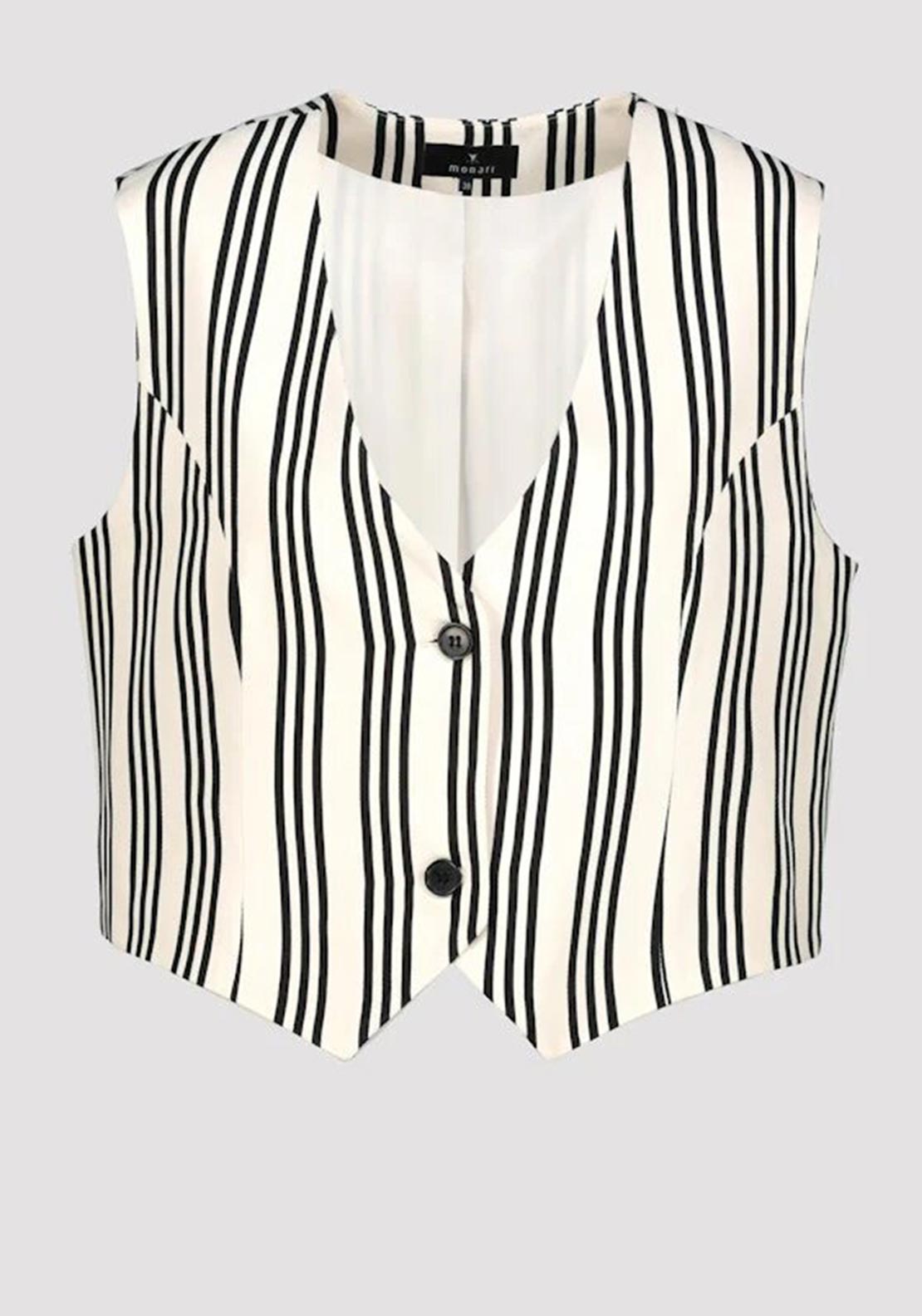 Size S - M Striped Buttoned Waistcoat, Cream And Black