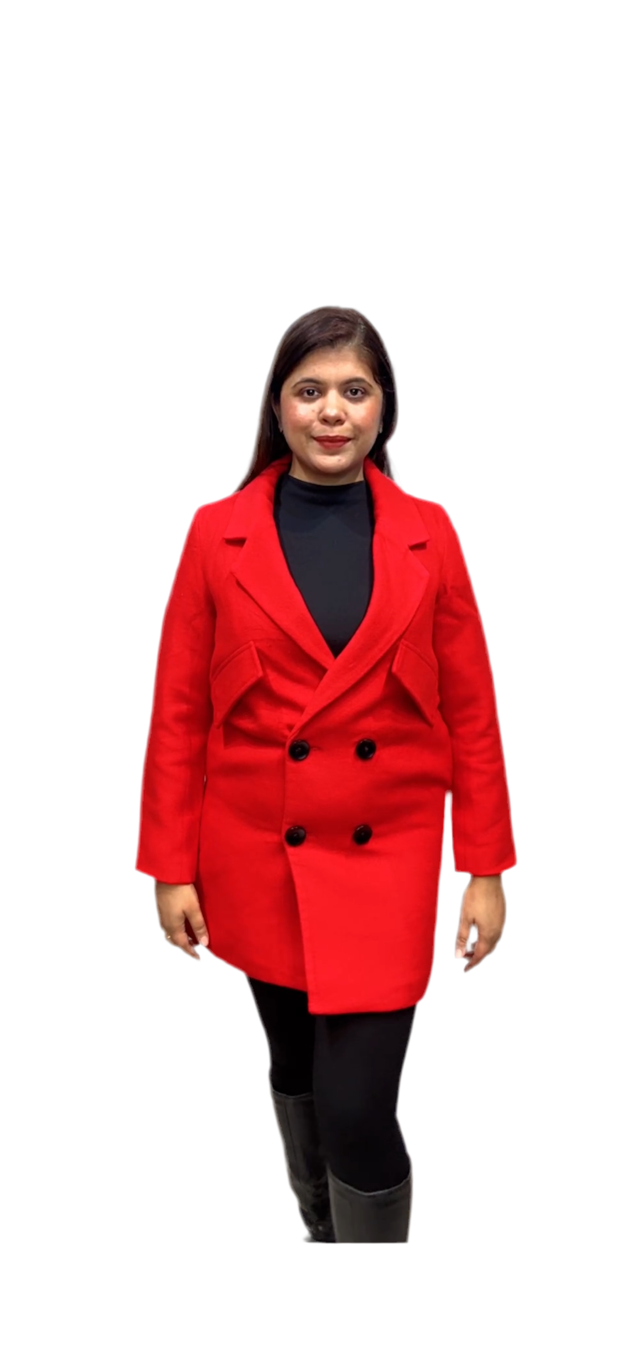 Winter Wool Double Breasted Red-Coat