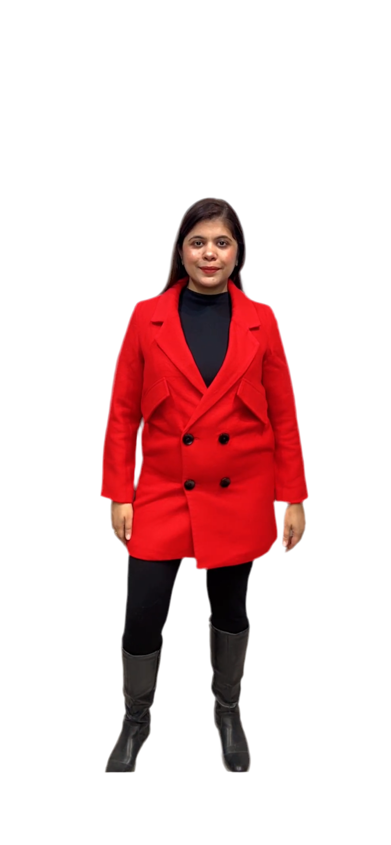 Winter Wool Double Breasted Red-Coat